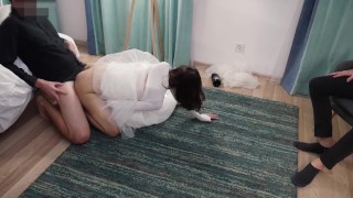 Wedding Creampie Drips on Cuck’s Cock – Condom Fail Humiliation